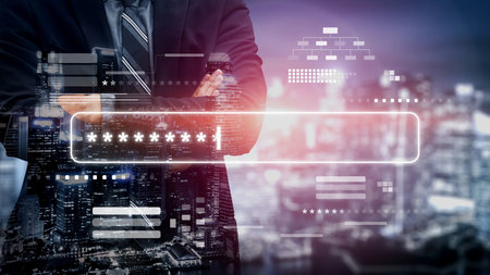 User authentication and password protection concept showing secure login, privacy safeguard, data protection, access control, and digital identity verification Marrowの写真素材