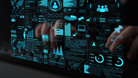 Connection network visualization showing global connection, network communication, digital...