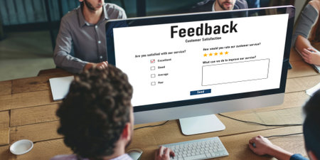 Customer feedback and review analysis by brisk computer software for corporate businessの素材