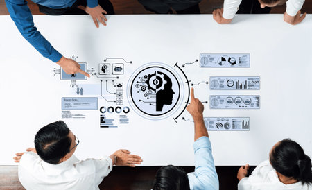 Diverse team engaged in a collaborative meeting, exploring the intersections of data and artificial...