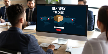 Delivery tracking system for e-commerce and brisk online business to timely goods transportation and deliveryの素材