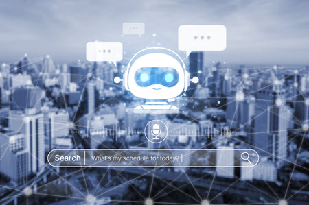 AI assistant with voice chat interface, combining smart chatbot, voice command, and AI-powered...
