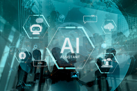 A concept of a global AI virtual assistant. This intelligent agent provides user support through...
