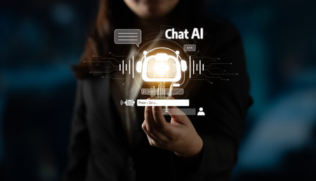 AI assistant with LLM, big data, machine learning, and generative AI powers prompt engineering and supports agentic AI for advanced business applications.の写真素材