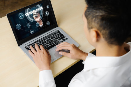 Compliance system for modish online corporate business to meet quality standardの写真素材