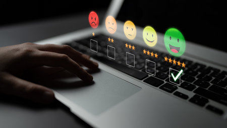 Customer feedback analysis boosts satisfaction, service quality, and business reputation through online review insights and data evaluation.の写真素材