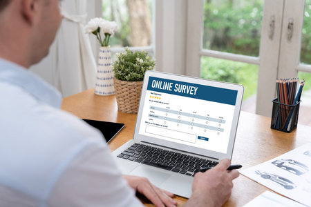 Online survey form for brisk digital information collection on the internet networkの写真素材