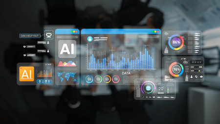 Capture the essence of modern data analytics with this image showcasing interactive dashboards and real-time visual insights to empower business decisions. Rasterの写真素材