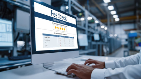 Customer feedback and review analysis by brisk computer software for corporate businessの素材