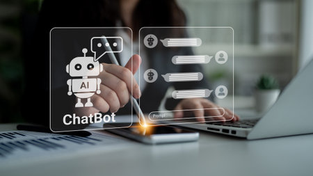 Chatbot interface representing artificial intelligence customer support and automated response system for business communication. Parseの写真素材