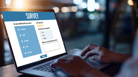 Online survey form for brisk digital information collection on the internet networkの素材