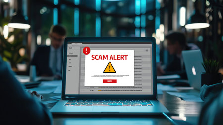 Cyber security software show alert of cyber attack for protection brisk. Danger from virus, phishing and cyber fraud.の素材