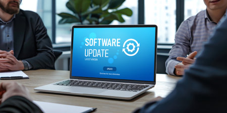 Software update on computer for brisk version of device software upgradeの素材