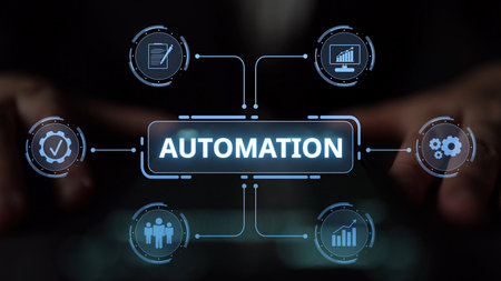 Modern automation drives workflow efficiency by connecting systems, people, and data. With intelligent automation, businesses unlock potential through seamless integration and automation tools.の写真素材