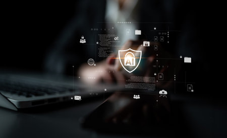 AI cybersecurity system protects digital assets through intelligent detection, access control, and threat prevention, enhancing security, resilience, and network trust. Parseの写真素材