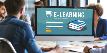 E-learning website with brisk sofware for student to study online on the internet networkの素材