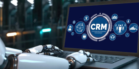 Customer relationship management system on brisk computer for CRM business and enterpriseの素材