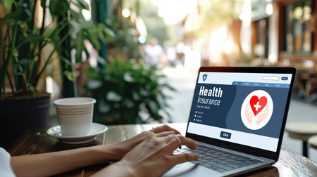 Health insurance web site brisk registration system for easy form fillingの素材