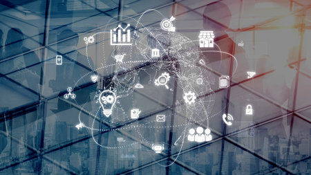 Global digital marketing strategy across communication platforms. Digital marketing drives growth, builds connection, digital marketing delivers results, and digital marketing expands reach.の写真素材