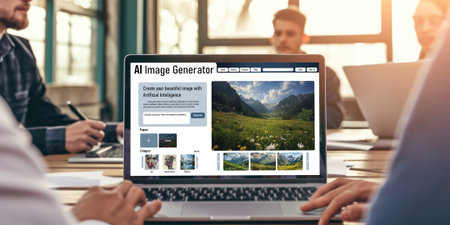 AI image generator software provide picture to graphic designer and users by text prompt brisk with use of artificial intelligence AI processing power to give image according to prompt textの素材