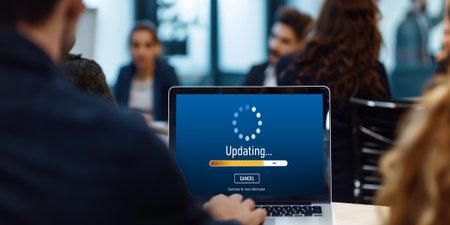 Software update on computer for brisk version of device software upgradeの素材