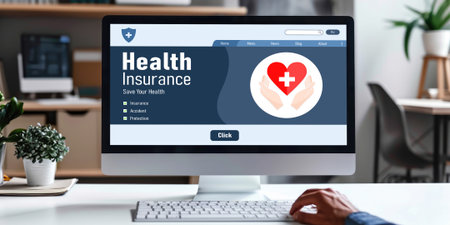 Health insurance web site brisk registration system for easy form fillingの素材