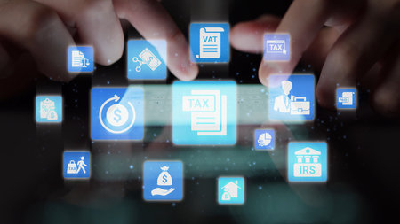 Concept of tax and financial management ensures compliance. This system streamlines tax processes,...
