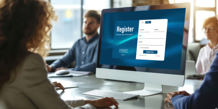 Online registration form for brisk form filling on the internet websiteの素材