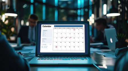 Calendar on computer software application for brisk schedule planning for personal organizer and online businessの素材