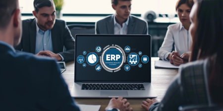 ERP enterprise resource planning software for brisk business to plan the marketing strategyの素材