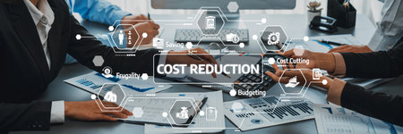 A professional business meeting focused on implementing cost reduction strategies. The scene...
