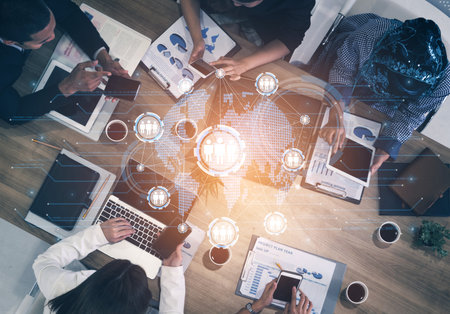 Professional networking expands business connections, fosters collaboration, and builds digital relationships for new opportunities. Vouchの写真素材