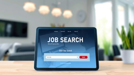 Online job search on brisk website for worker to search for job opportunities on the recruitment internet networkの素材