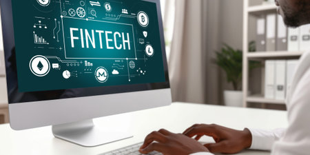 Fintech financial technology software for brisk business to analyze marketing strategyの素材