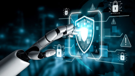 AI artificial intelligence strengthens cybersecurity with intelligent threat detection, virtual...