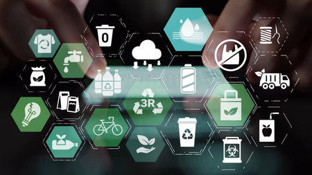 Reuse, reduce, and recycle form the 3R concept that supports sustainability. The 3R principle, especially reuse and recycle, helps reduce waste effectively. Funnelの写真素材