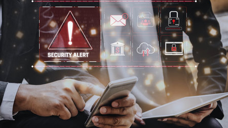 Cybersecurity threat focuses on cybersecurity, threat, and data breach with strong emphasis on system protection, data integrity, and security risks Marrowの写真素材