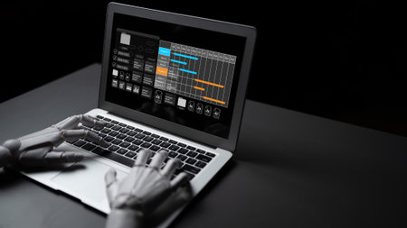 AI automating project scheduling and workflow tracking, optimizing business efficiency and coordination through data-driven dashboards Parseの写真素材