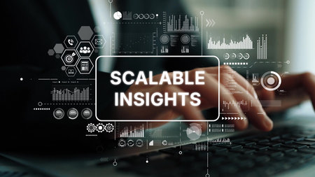 Elegant Keyboard Interaction with Data Visualization and Scalable Insights Concept for Business...