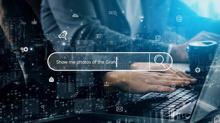 Search engine interface for accessing digital information and online data. Search engine finds data, search engine supports research, drives marketing, search engine improves SEO. Marrowの写真素材