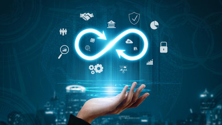 Infinity concept, limitless business potential, innovation opportunities, forward-thinking strategy,...