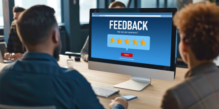 Customer feedback and review analysis by brisk computer software for corporate businessの素材