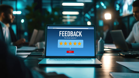 Customer feedback and review analysis by brisk computer software for corporate businessの素材