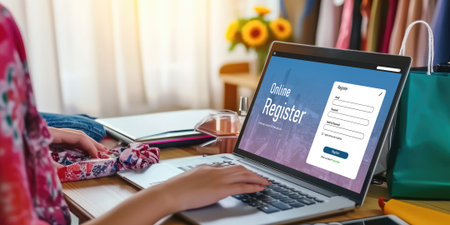 Online registration form for brisk form filling on the internet websiteの素材