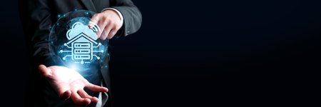 Explore the future of digital solutions with a conceptual image illustrating a businessman...