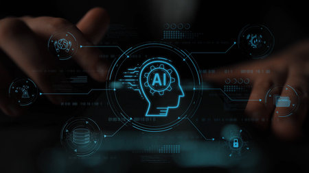 AI security and data ecosystem integrate ai, data, and security into one connected system for automation, protection, and efficient digital processesの写真素材