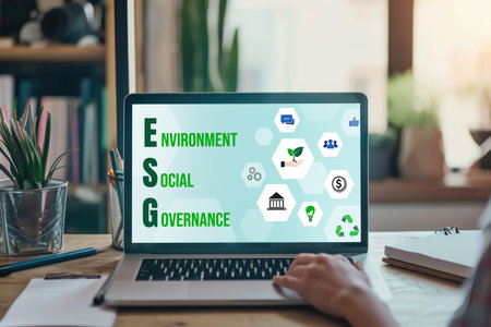 ESG environmental social governance policy for brisk business to set a standard to achieve high ESG scoreの素材