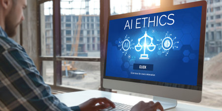 AI ethics responsibility standard law and rules on computer screen provide report of AI ethic transparency preventing technology crime. briskの素材