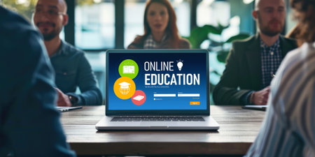 E-learning website with brisk sofware for student to study online on the internet networkの素材