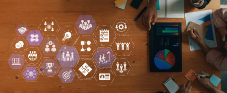 The concept of teamwork fosters collaboration for business success. Effective teamwork enhances communication and productivity, leading to the achievement of shared organizational goals.の写真素材